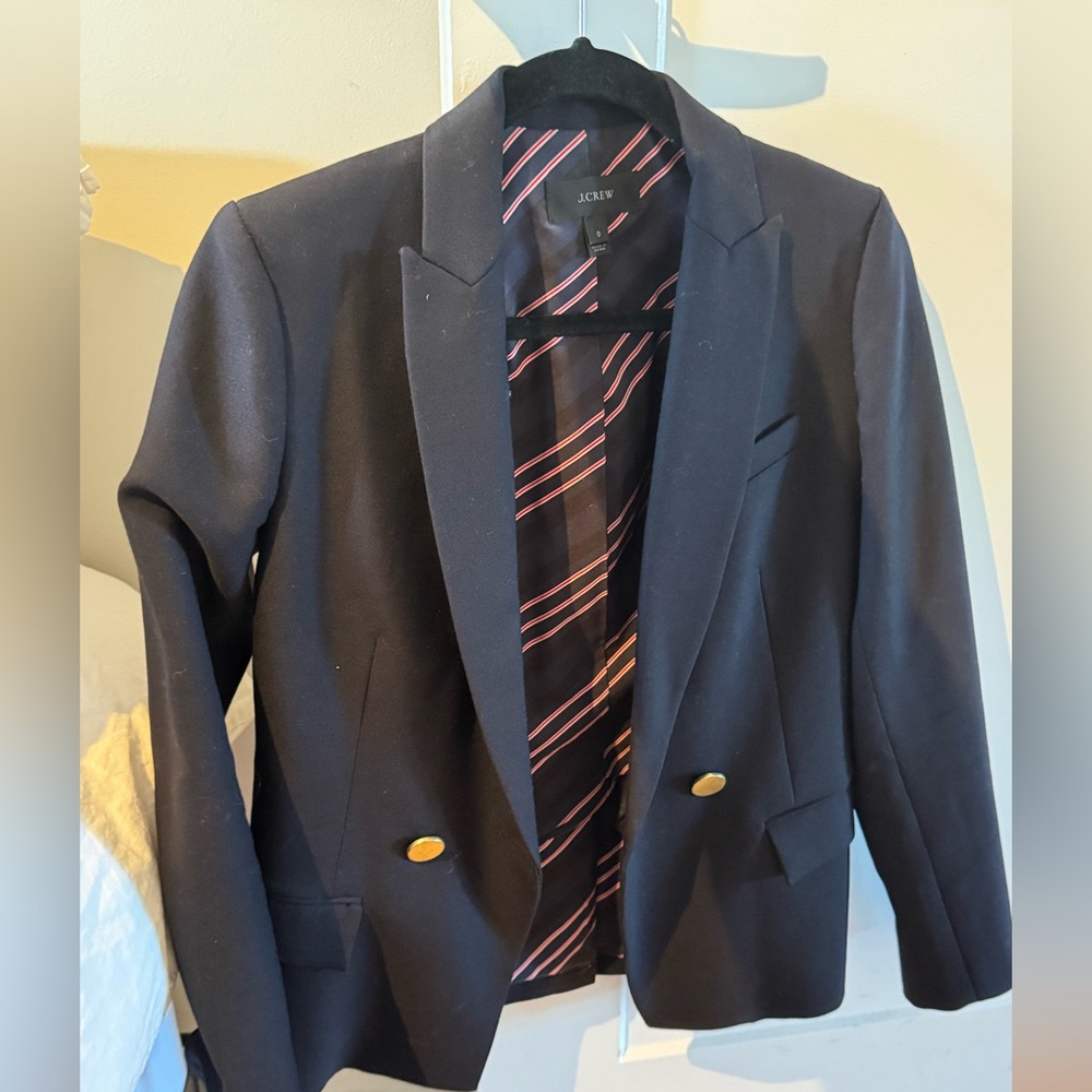 J. Crew navy wool blazer with gold buttons